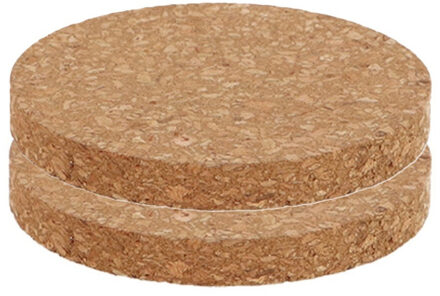 Esschert Design plantenonderzetter - 2x - kurk - D13 x H1 cm - Planten onderzetter Bruin