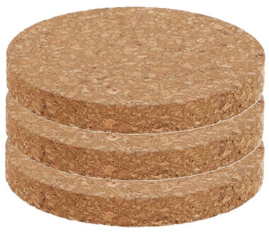 Esschert Design plantenonderzetter - 3x - kurk - D13 x H1 cm