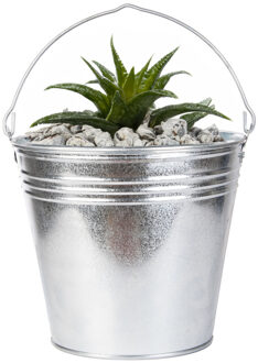 Esschert Design Plantenpot/bloempot emmer voor buiten - zink - zilver - D34 x H29 cm