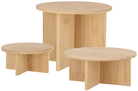 Esschert Design plantenpot verhogen tafels set 3x - bamboe - 25 x 11 cm / 25 x 19 cm / 18 x 9 cm