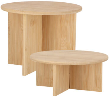 Esschert Design plantenpot verhogen tafeltjes set 2x stuks - van bamboe - D25 x H11/D25 x H19 cm - Plantenstandaarden Crème