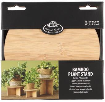 Esschert Design plantentafeltje van bamboe - afmeting: D18 cm x H8.5 cm - Plantenstandaarden Crème