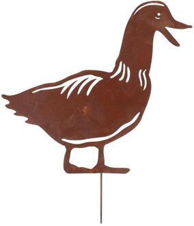 Esschert Design Roest tuinsteker eend bruin