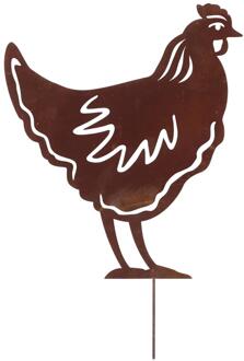 Esschert Design Roest tuinsteker kip bruin