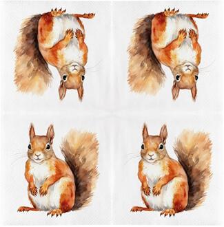 Esschert Design Servetten eekhoorn 33cm wit