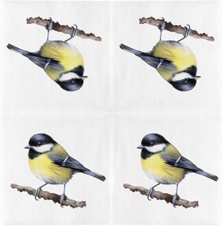 Esschert Design Servetten koolmees 33cm wit