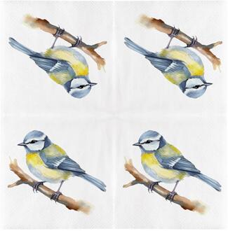 Esschert Design Servetten pimpelmees wit