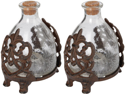 Esschert Design Set van 2x stuks wespenvangers/wespenvallen transparant glas in gietijzeren frame 15 cm