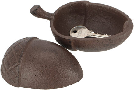 Esschert Design Sleutelverstopdoosje Eikel - bruin - gietijzer - sleutelkluis - sleutel opbergen