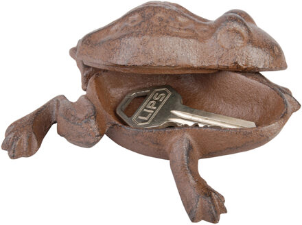 Esschert Design Sleutelverstopdoosje Kikker - bruin - gietijzer - sleutelkluis - sleutel opbergen