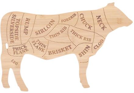 Esschert Design Snijplank Koe L bamboe 49,5x31cm bruin