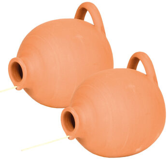 Esschert Design Terracotta vogelhuisje/schuilplek - 2x - pot voor Mussen/Mezen - vorstbestendig steen
