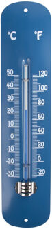 Esschert Design thermometer - voor binnen en buiten - denimblauw - 30 x 7 cm - Celsius/fahrenheit - Buitenthermometers