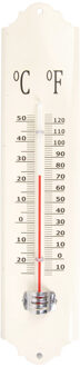 Esschert Design thermometer - voor binnen en buiten - ivoor wit - 30 x 7 cm - Celsius/fahrenheit - Buitenthermometers