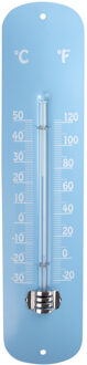 Esschert Design thermometer - voor binnen en buiten - lichtblauw - 30 x 7 cm - Celsius/fahrenheit - Buitenthermometers