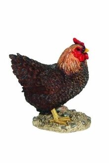 Esschert Design tuin dieren beeld - Kip - bruin - 20 cm - polystone - boerderij thema