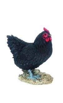 Esschert Design tuin dieren beeld - Kip - zwart - 20 cm - polystone - boerderij thema