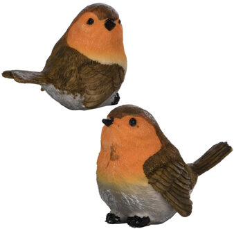 Esschert Design Tuin of huis deco vogels setje van 2x beeldjes roodborstjes 11 cm