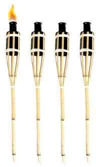 Esschert Design Tuinfakkel - 6x - bamboe - navulbaar - 60 cm - sfeer verlichting