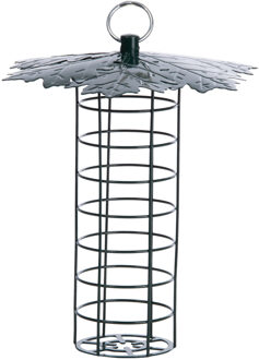 Esschert Design Vogel voedersilo met bladerdak - metaal - 23 cm - Vogel voedersilo Zilverkleurig