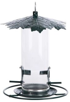 Esschert Design Vogel voedersilo met bladerdak metaal 23 cm - Vogel voedersilo Zilverkleurig