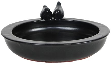 Esschert Design Vogelbad/voederschaal - zwart - terracotta - D33 x H11 cm - drinkschaal voor tuinvogels - Vogelvoedersch