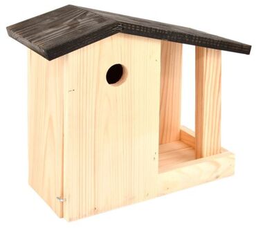 Esschert Design Vogelhuisje / nestkastje en voedertafel 24,4 cm - Vogelhuisjes Bruin