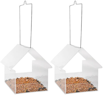 Esschert Design Vogelvoederhuisje - 2x - transparant - 15 cm - Vogelvoederhuisje - Vogelvoer - Vogel