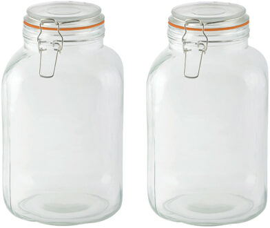 Esschert Design Voorraadpotten/bewaarpottenA - 2x - 3LA - glas - beugelsluiting - D15 x H24 cm - Voorraadpot Transparant