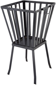Esschert Design Vuurkorf - zwart - op poten - vierkant - 57 cm