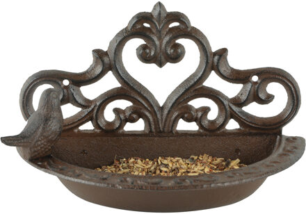 Esschert Design Wand vogel voederbak/drinkbak - gietijzer - 24 cm - Vogelvoer - Vogelvoerbak