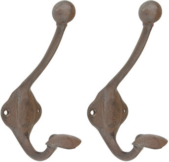 Esschert Design Wandhaken/kapstokhaken - 6x - hoed/kleding - 8 x 17 cm - gietijzer - Ophanghaken