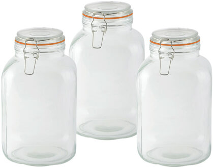 Esschert Design Weckpotten/inmaakpotten - 3x - 3L - glas - beugelsluiting - D15 x H24 cm