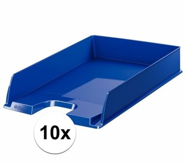 Esselte 10 stuks brievenbakjes/postbakjes blauw A4 formaat Esselte - Documenten/papieren opbergen/bewaren - Kantoorartikelen