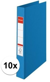 Esselte 10x Ringband mappen/ordners 2 gaats A4 blauw