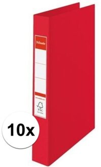 Esselte 10x Ringband mappen/ordners 2 gaats A4 rood - Documenten/papieren opbergen/bewaren - Kantoorartikelen