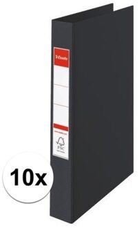 Esselte 10x Ringband mappen/ordners 2 gaats A4 zwart - Documenten/papieren opbergen/bewaren - Kantoorartikelen