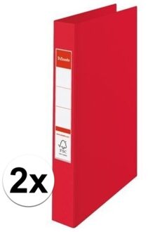 Esselte 2x Ringband mappen/ordners 2 gaats A4 rood