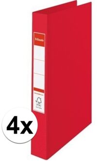 Esselte 4x esselte ringband map - ordners - 2-gaats a4 - rood - ringmappen