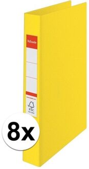 Esselte 8x Ringband mappen/ordners 2 gaats A4 geel - Documenten/papieren opbergen/bewaren - Kantoorartikelen