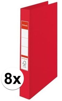 Esselte 8x Ringband mappen/ordners 2 gaats A4 rood - Documenten/papieren opbergen/bewaren - Kantoorartikelen