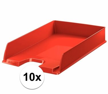 Esselte Brievenbakje/postvakje - 10x - rood - A4 formaat - stapelbaar - bureau oprganizer