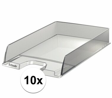 Esselte Brievenbakje/postvakje - 10x - transparant - A4 formaat - stapelbaar - bureau oprganizer