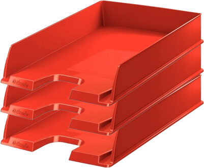 Esselte Brievenbakje/postvakje - 3x - rood - A4 formaat - stapelbaar - bureau oprganizer