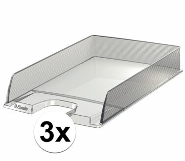 Esselte Brievenbakje/postvakje - 3x - transparant - A4 formaat - stapelbaar - bureau oprganizer