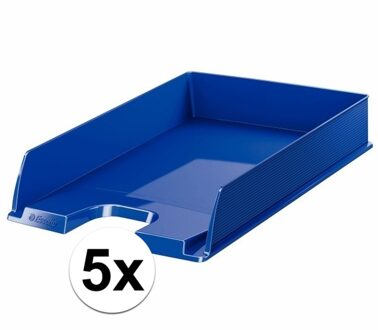 Esselte Brievenbakje/postvakje - 5x - blauw - A4 formaat - stapelbaar - bureau oprganizer