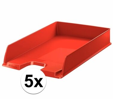 Esselte Brievenbakje/postvakje - 5x - rood - A4 formaat - stapelbaar - bureau oprganizer