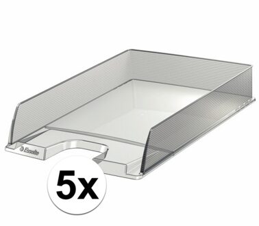 Esselte Brievenbakje/postvakje - 5x - transparant - A4 formaat - stapelbaar - bureau oprganizer