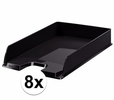 Esselte Brievenbakje/postvakje - 8x - zwart - A4 formaat - stapelbaar - bureau oprganizer