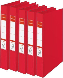 Esselte Ringband map - 5x - ordners - 2-gaats A4 - rood - ringmappen